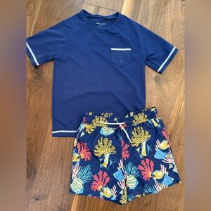 Janie and Jack tropical fish rash guard and trunks